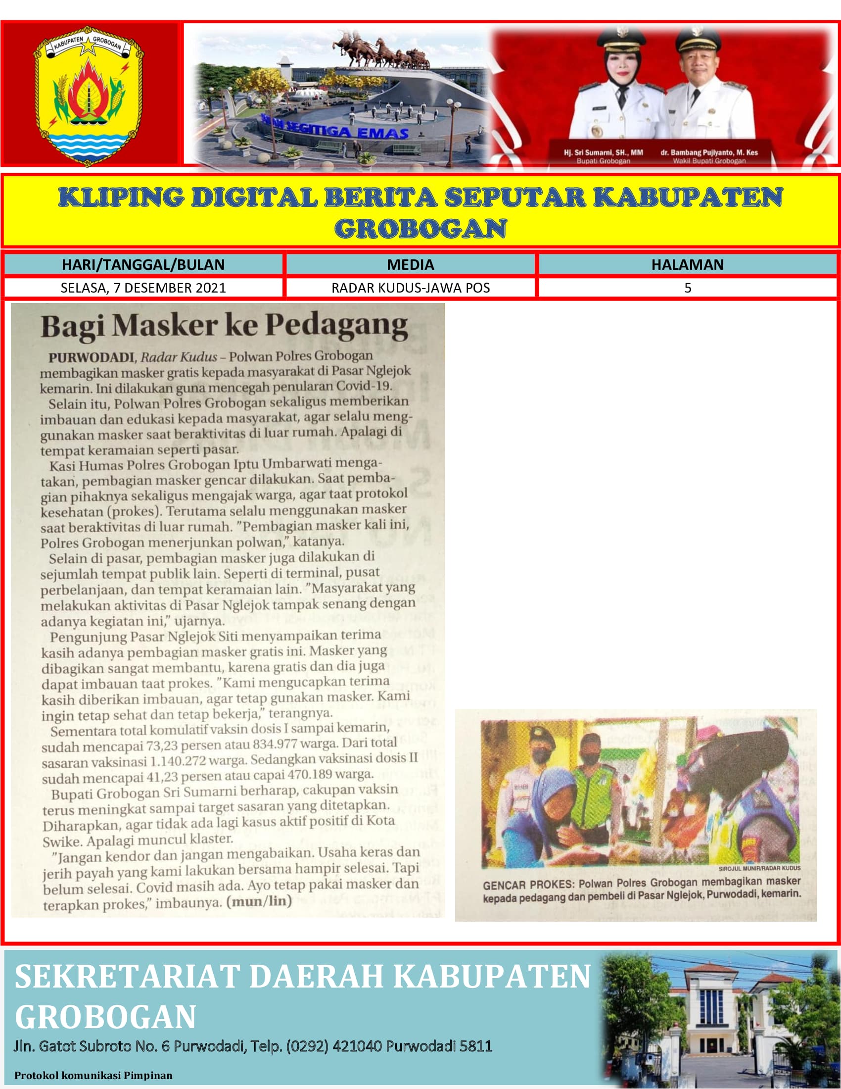 Bagi Masker Ke Pedagang Radar Kudus 7 Desember 2021
