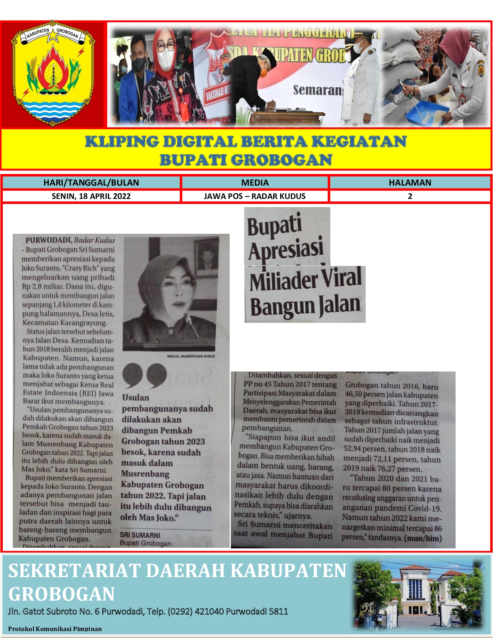 Bupati Apresiasi Miliader Viral Bangun Jalan Radar Kudus 18042022 min