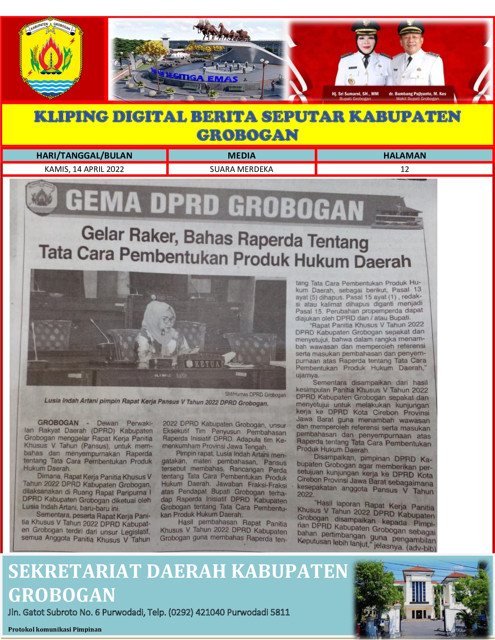 Gelar Raker Bahas Raperda Tentang Tata Cara Pembentukan Produk Hukum Daerah Suara Merdeka 14042022