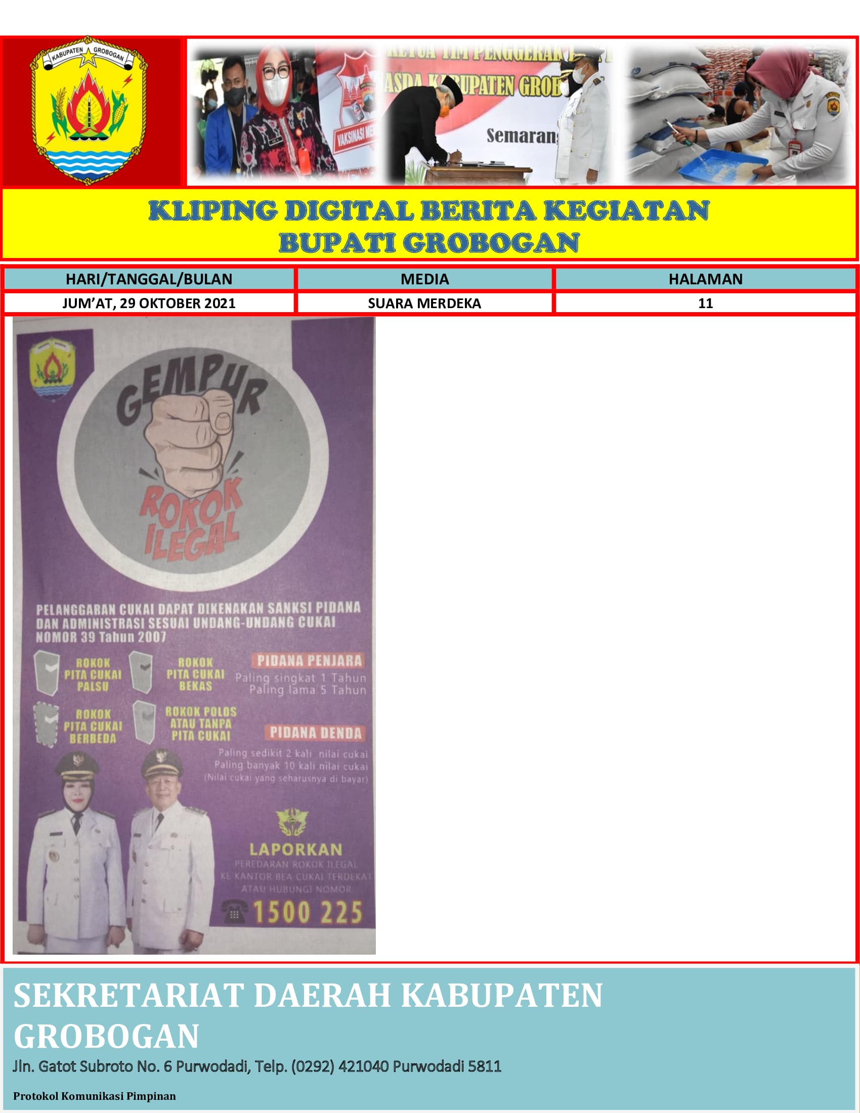Gempur rokok Ilegal Suara Merdeka 29.10.2021