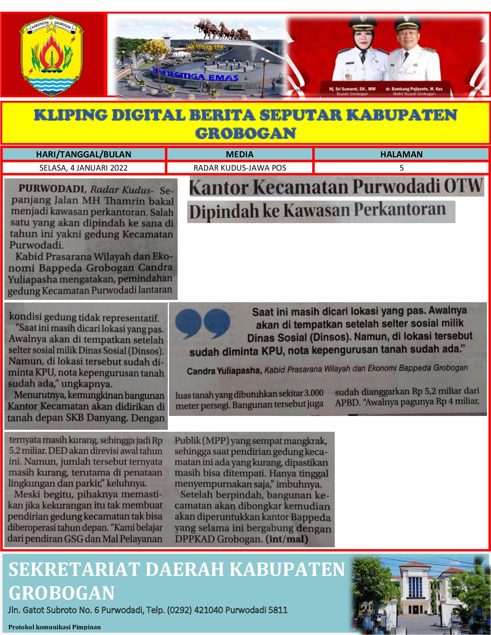 Kantor Kecamatan Purwodadi OTW Dipindah Ke Kawasan Perkantoran Radar Kudus 4 Januari 2021