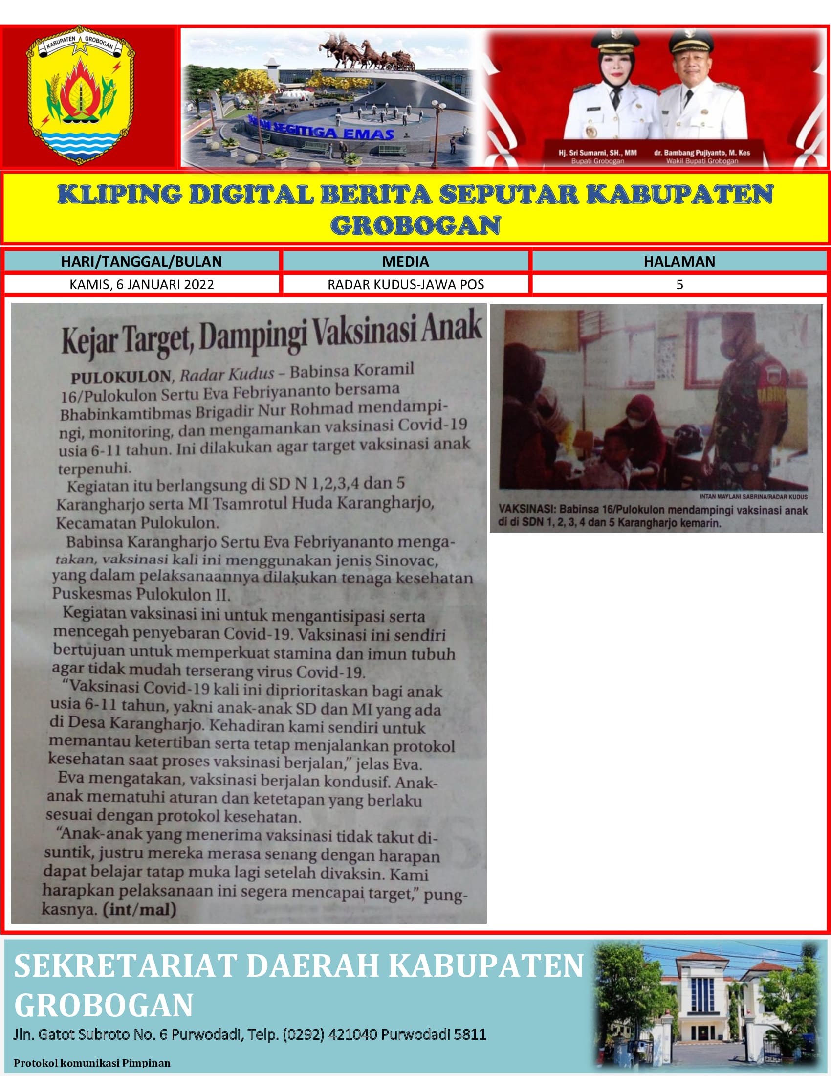Kejar Target Dampingi Vaksinasi Anak Radar Kudus 6 Januari 2022