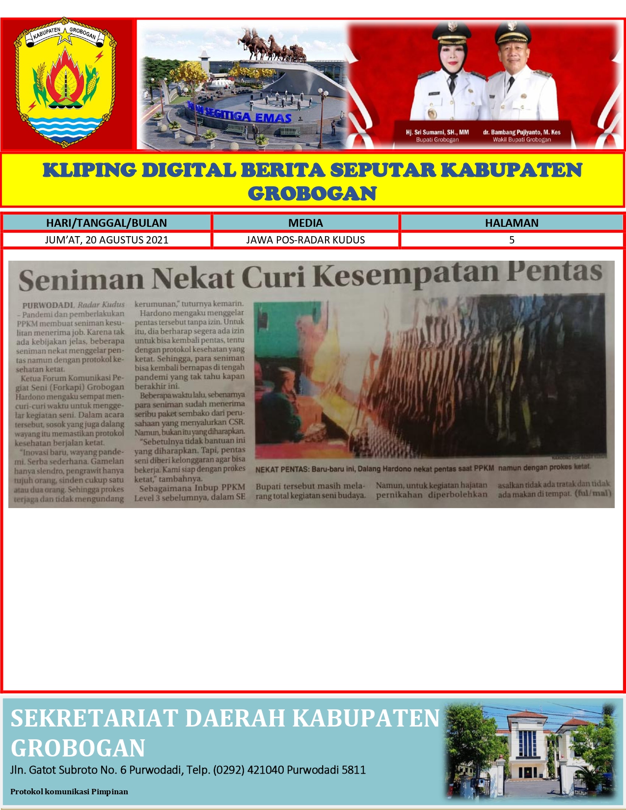 Seniman Curi Kesempatan Pentas Radar Kudus 20.08.21