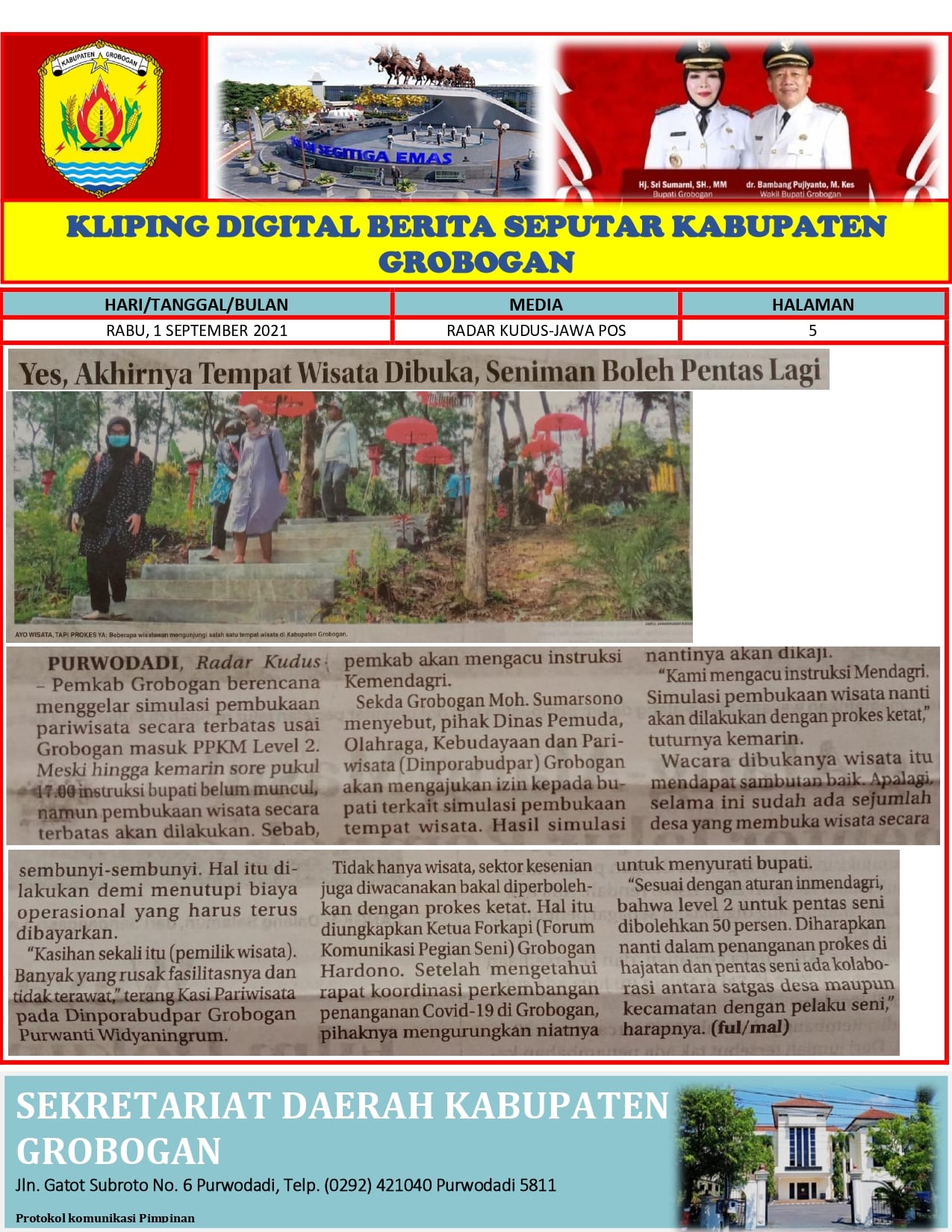 Yes Akhirnya Tempat Wisata Dibuka Seniman Boleh Pentas Lagi Radar Kudus 1.09.2021