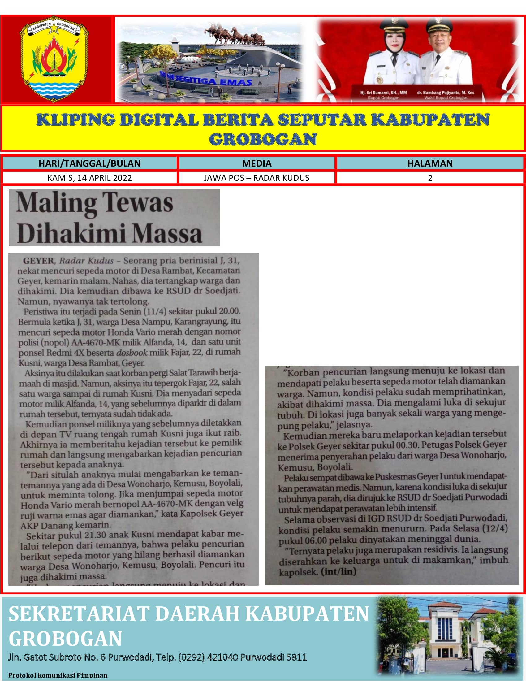 Maling Tewas Dihakimi Massa Radar Kudus 14042022
