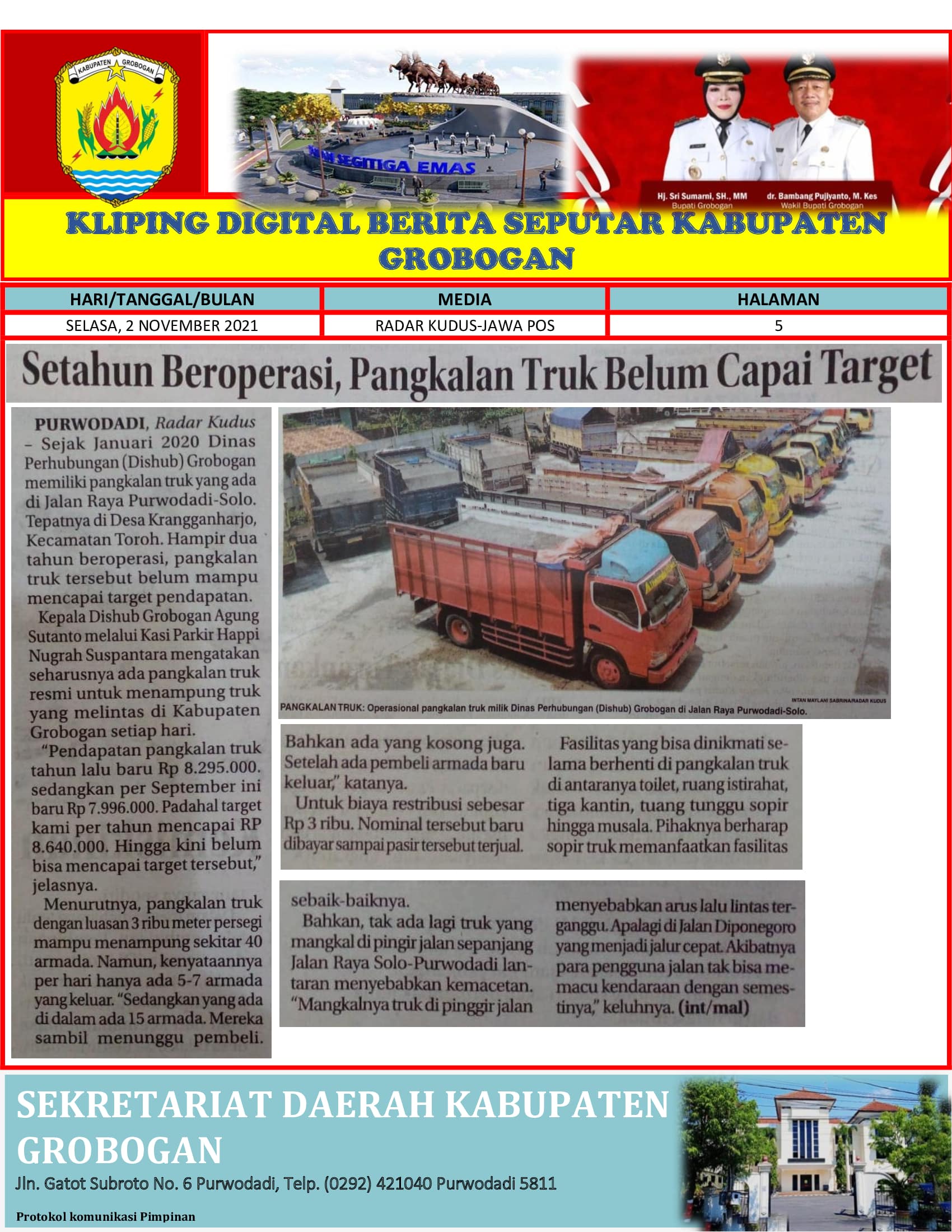 Setahun Beroperasi Pangkalan Truk Belum Capai Target Radar Kudus 2.11.2021