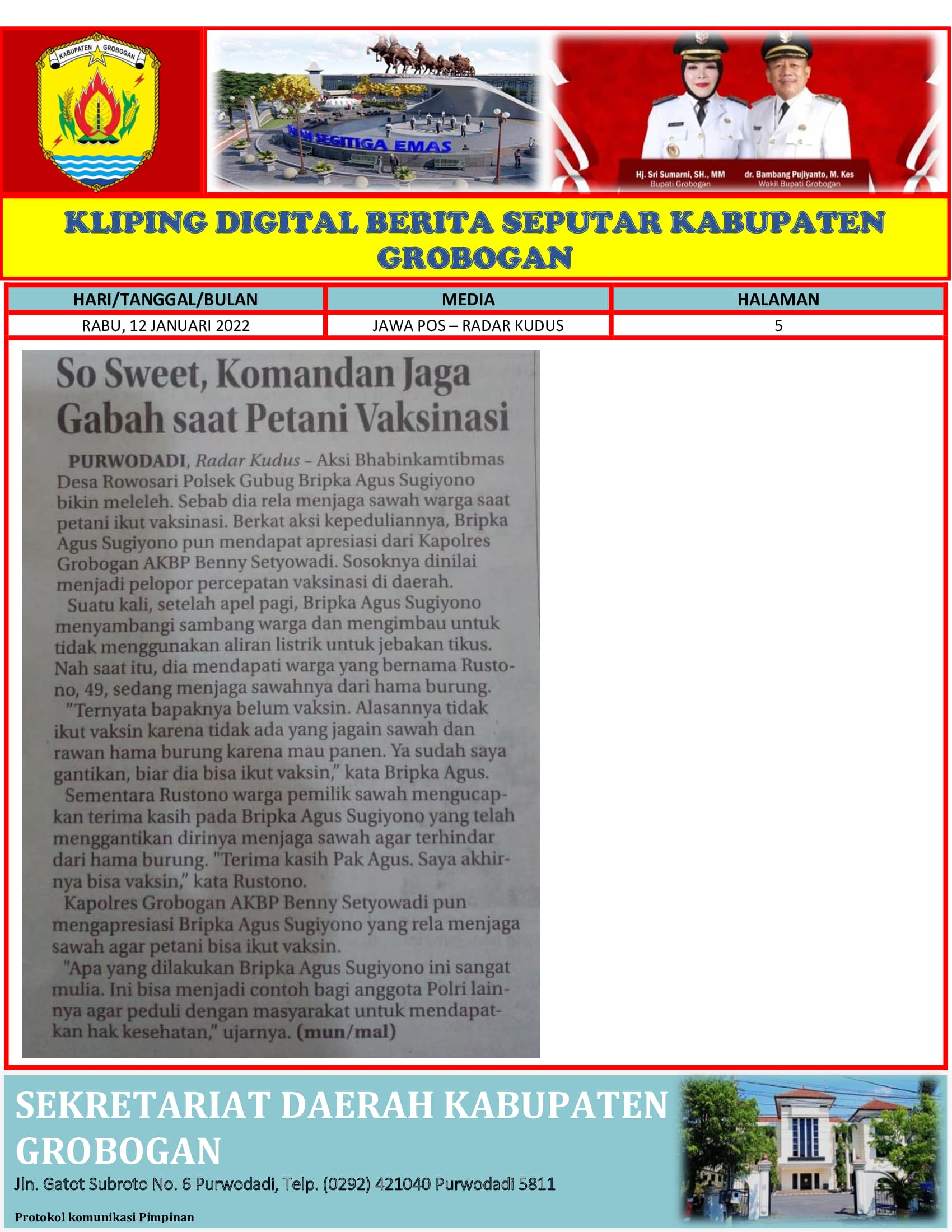 So Sweet Komandan Jaga Gabah Saat Petani Vaksinasi Radar Kudus 12 01 2022
